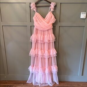 Lulu's NWT Pink Ruffled Maxi Dress